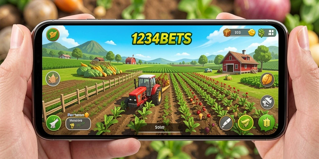 Tampilan gameplay <strong>1234BETS</strong> menunjukkan kebun yang indah dan aktif.