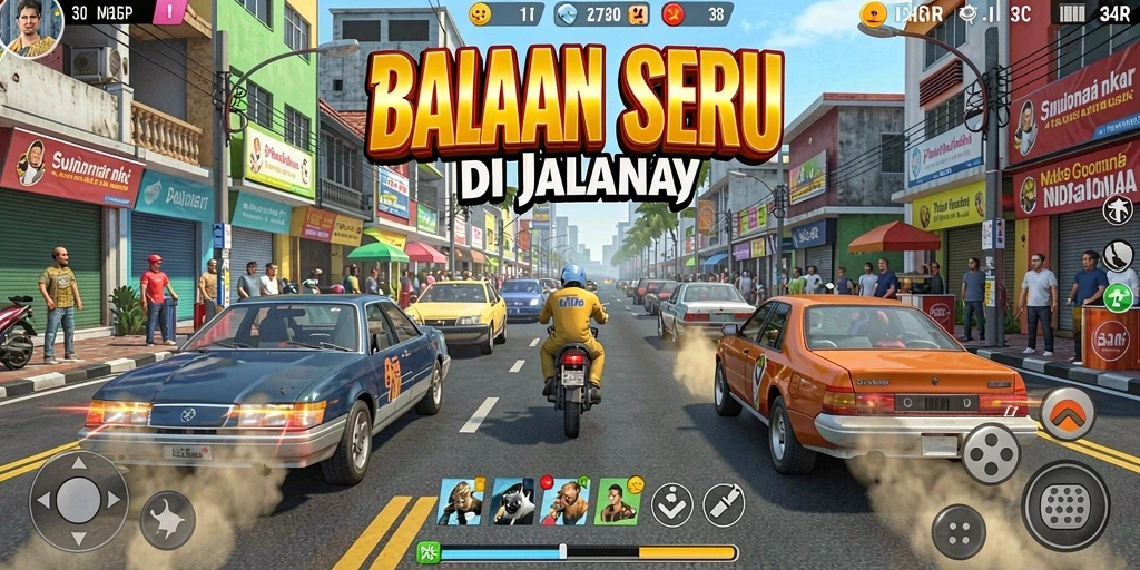 Tampilan gameplay 34R menampilkan mobil balap dengan kecepatan tinggi.