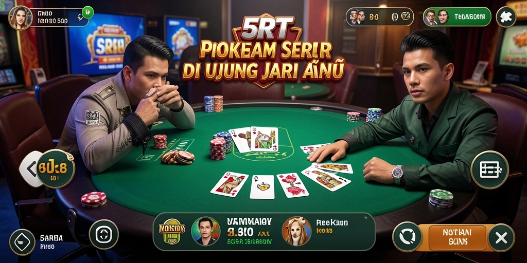 Tampilan seru gameplay Poker di 5RT dengan pemain aktif.