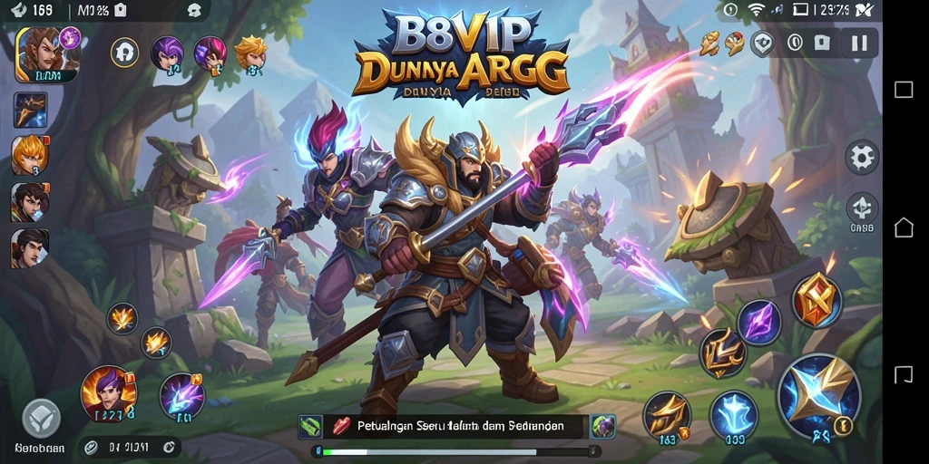 Tangkapan layar B8VIP menampilkan pertarungan seru di dunia fantasi.
