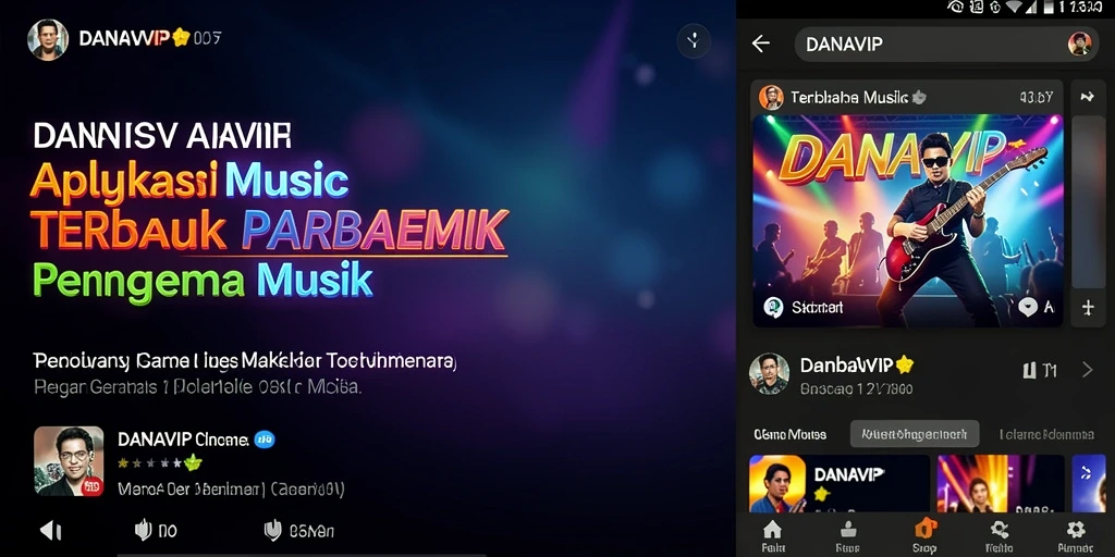 Tampilan utama <strong>DANAVIP</strong> dengan berbagai pilihan lagu dan antarmuka menarik.