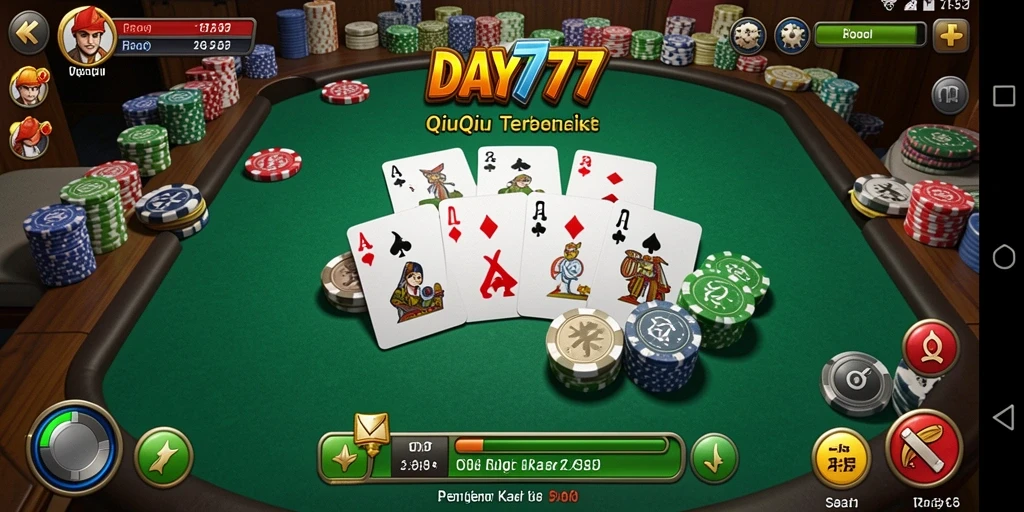 Tampilan menarik dari gameplay QiuQiu di DAY777.