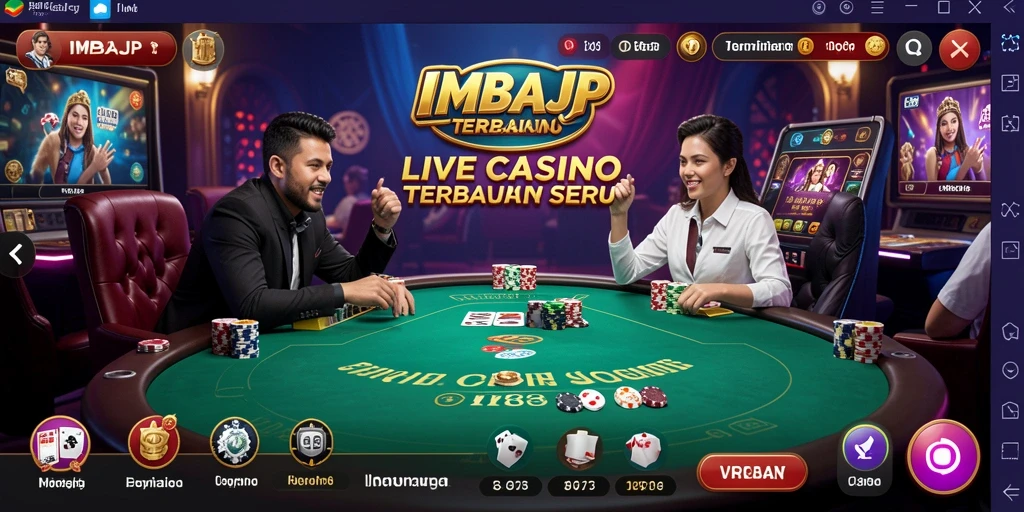 Screenshot gameplay IMBAJP dengan dealer langsung yang profesional.