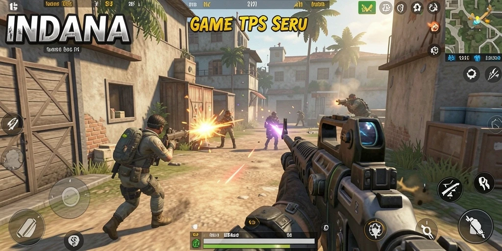 Tangkapan layar gameplay INDAAA yang menampilkan aksi tembak-menembak yang mendebarkan.