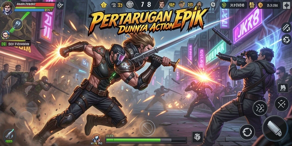 Tampilan gameplay JKT8 dengan aksi pertempuran yang seru.
