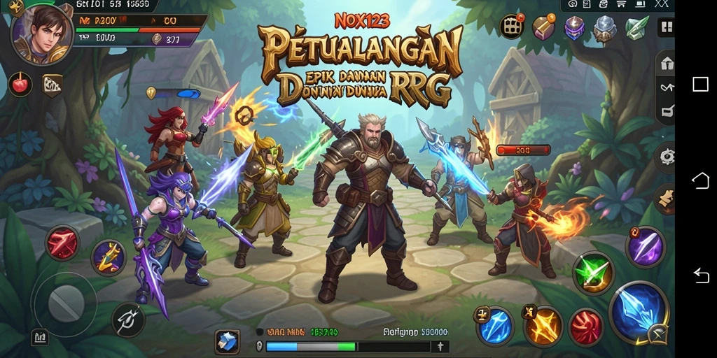 Tampilan gameplay RPG yang menawan dan penuh aksi di NOX123.