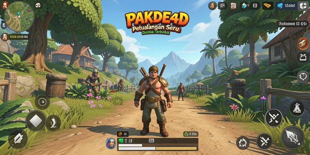 Tampilan gameplay PAKDE4D di dunia terbuka yang luas dan menakjubkan.