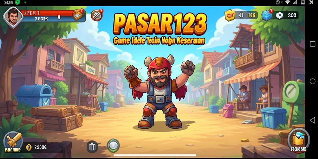 Screenshot gameplay PASAR123 menunjukkan pasar yang berkembang pesat.
