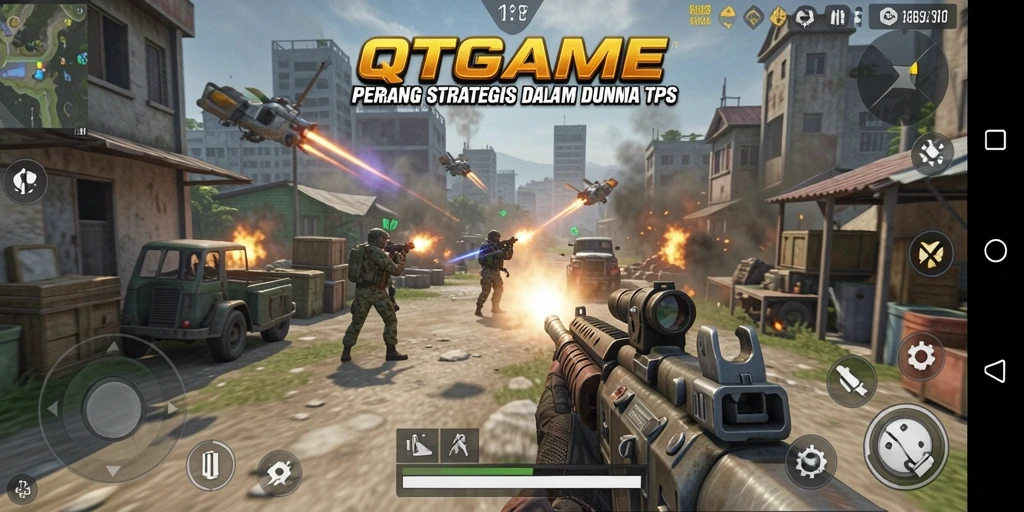 Menampilkan gameplay seru dalam QTGAME dengan aksi menegangkan.