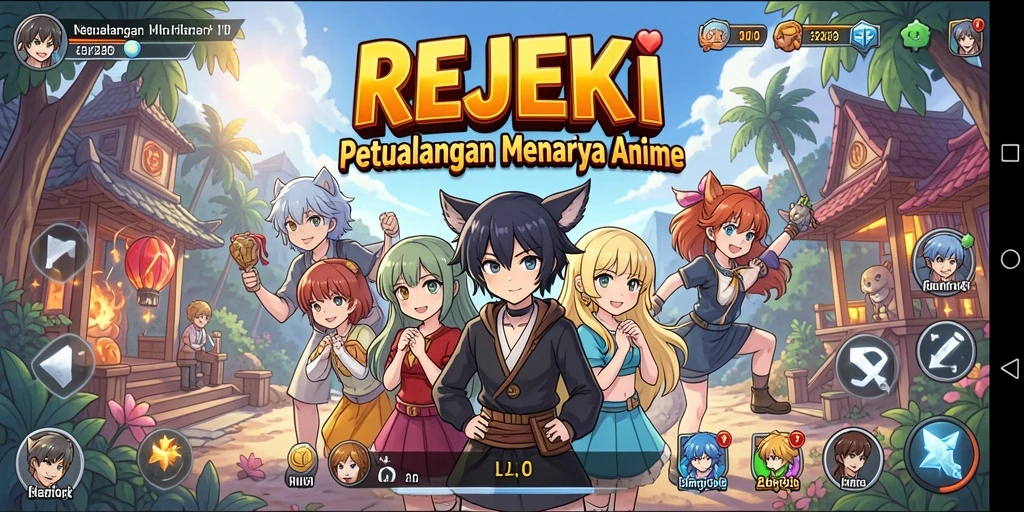 Tampilan gameplay menarik dari REJEKI di dunia Anime.