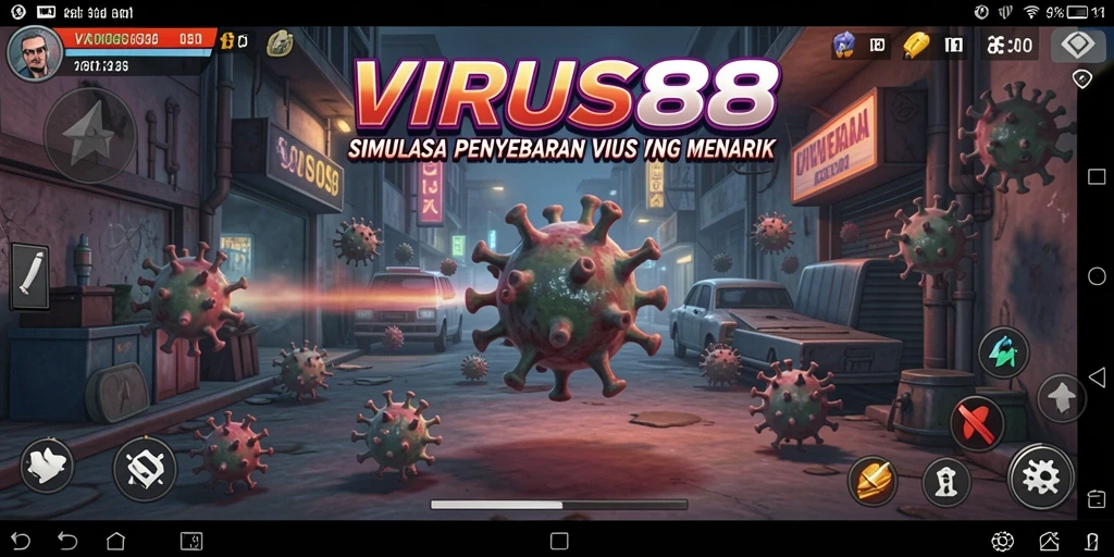 Tampilan gameplay yang menarik dari VIRUS88 dengan aksi simulasi virus.