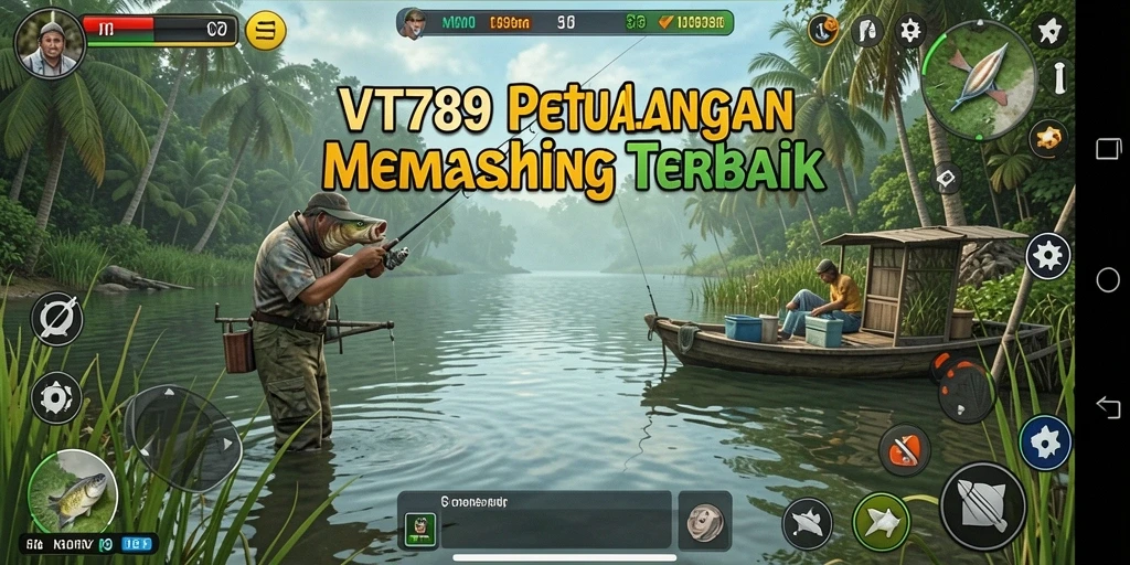 Screenshot gameplay VT789 menampilkan aksi memancing yang seru.
